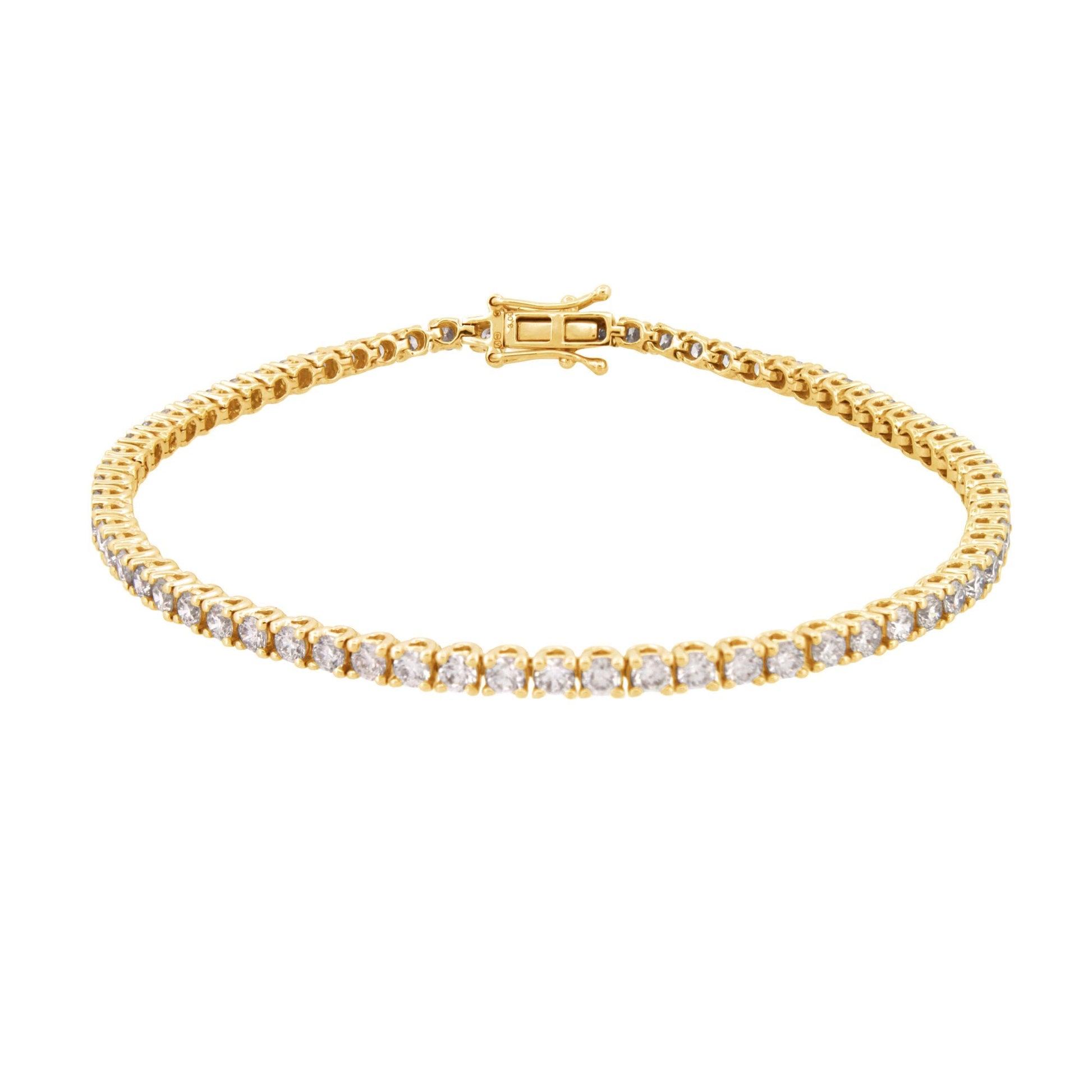 9ct Yellow Gold 3.00ct Claw Set Diamond Line Bracelet
