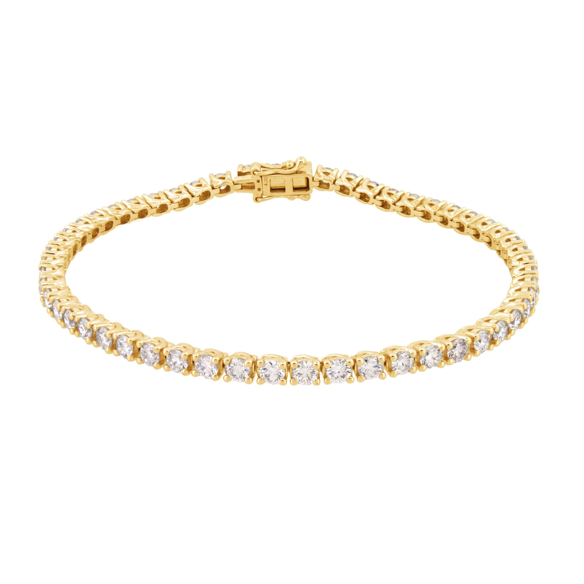 Lab 9ct Yellow Gold 4.00ct Claw Set Diamond Line Bracelet