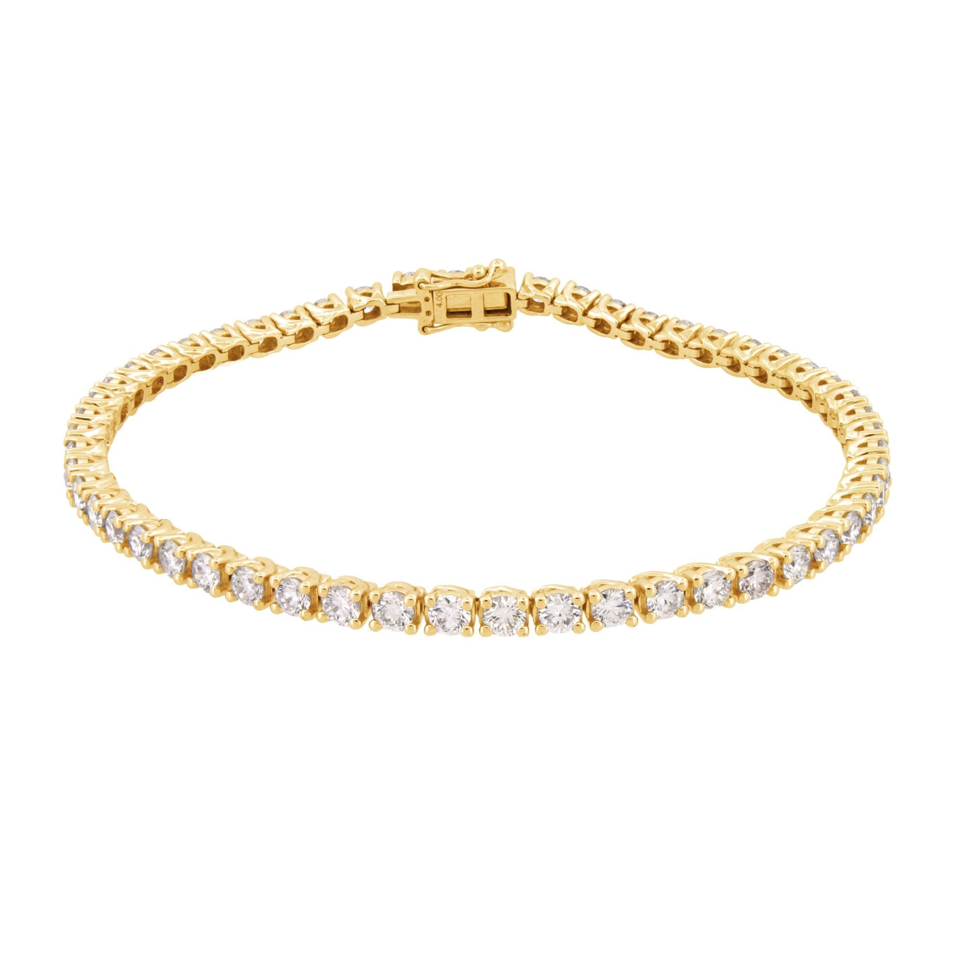 Lab 9ct Yellow Gold 4.00ct Claw Set Diamond Line Bracelet