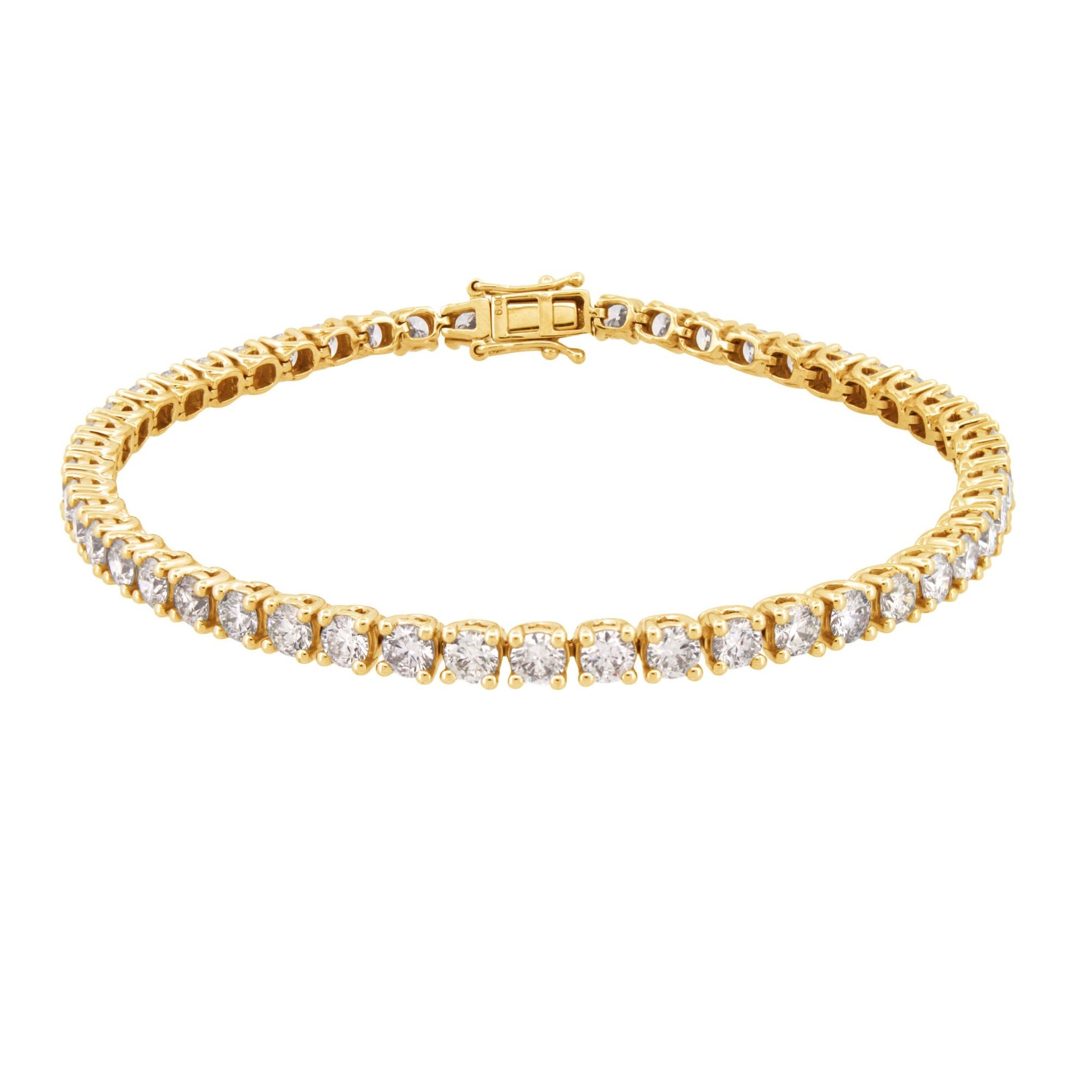 Lab 9ct Yellow Gold 6.00ct Claw Set Diamond Line Bracelet