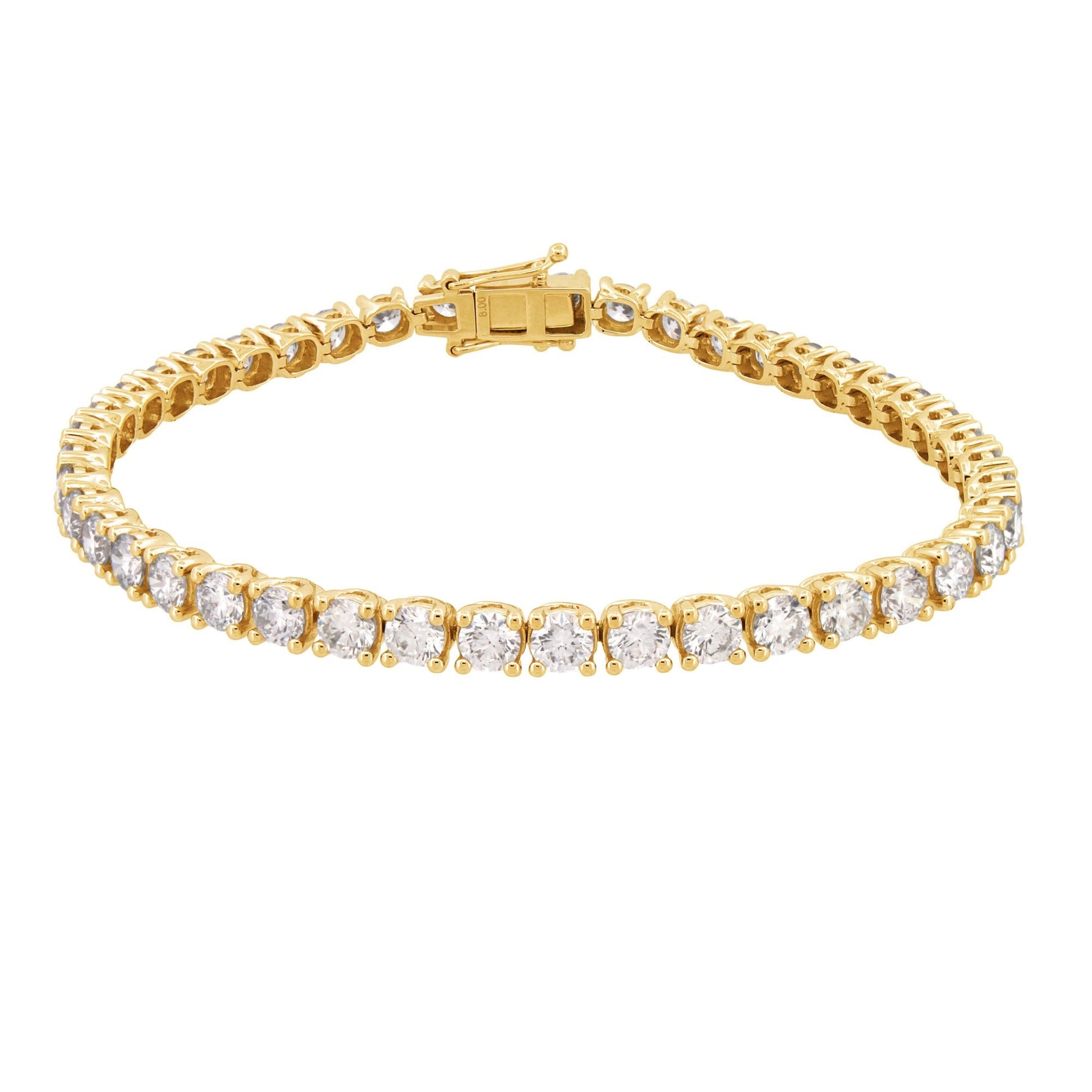 Lab 9ct Yellow Gold 8.00ct Claw Set Diamond Line Bracelet