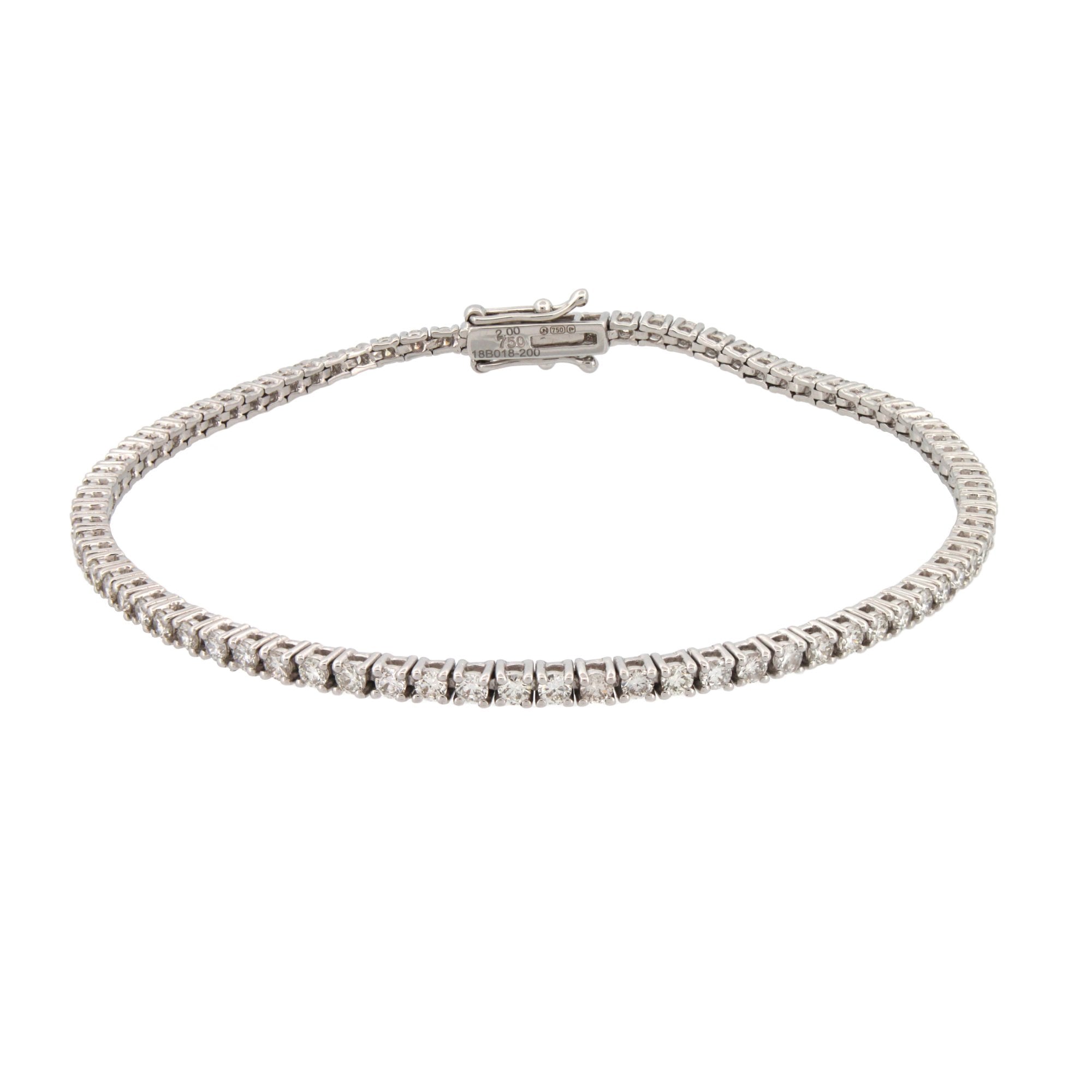 Lab 9ct White Gold 2.00ct Claw Set Diamond Line Bracelet