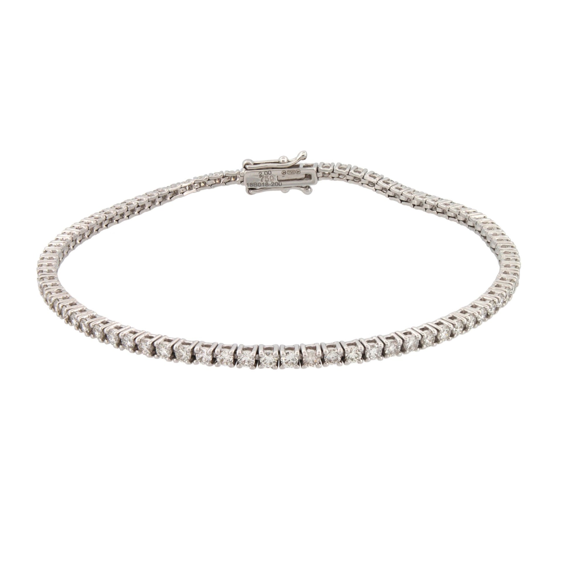 Lab 9ct White Gold 2.00ct Claw Set Diamond Line Bracelet