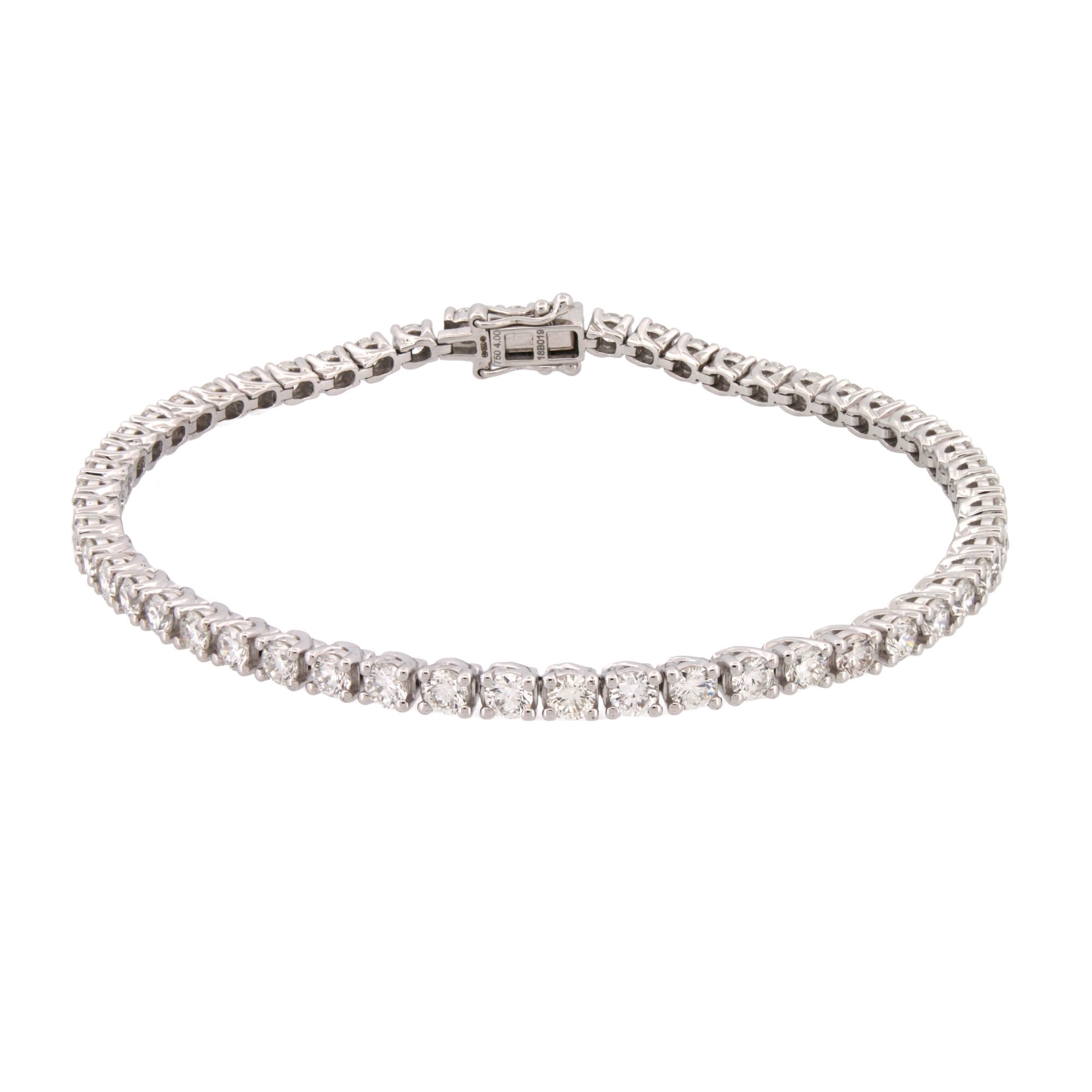 Lab 9ct White Gold 4.00ct Claw Set Diamond Line Bracelet