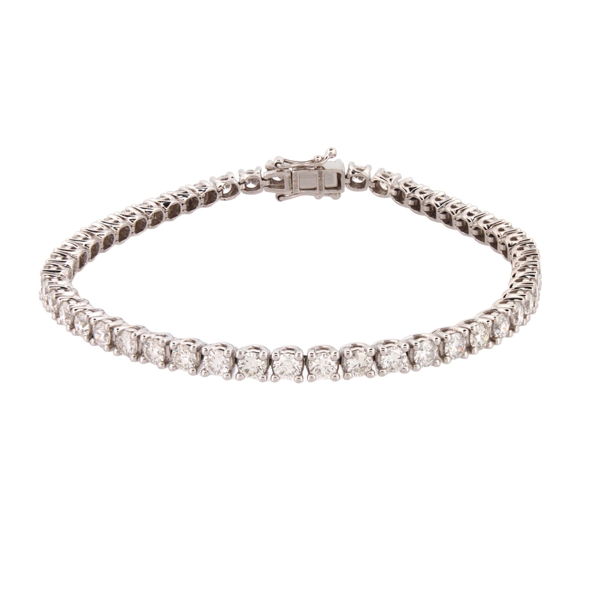 Lab 9ct White Gold 5.00ct Claw Set Diamond Line Bracelet