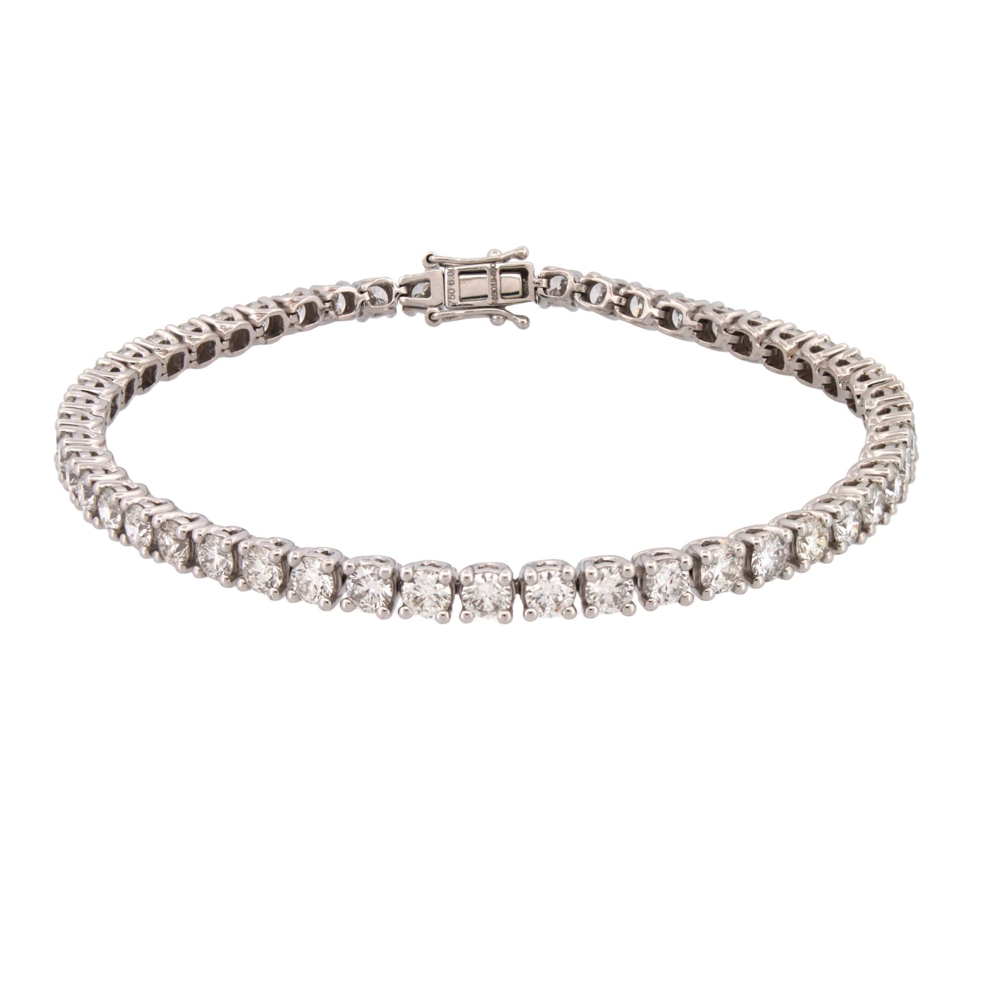 Lab 9ct White Gold 6.00ct Claw Set Diamond Line Bracelet