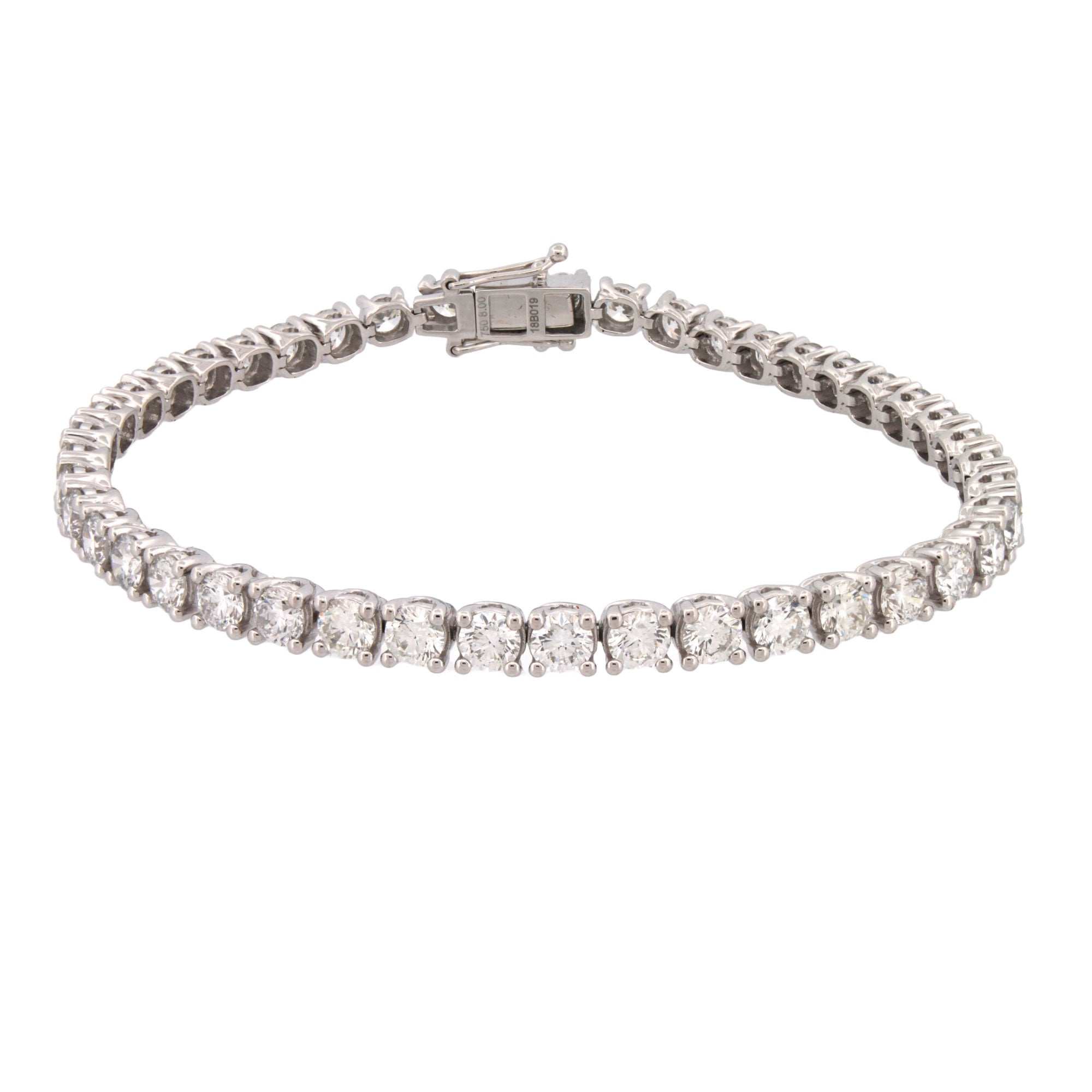 Lab 9ct White Gold 8.00ct Claw Set Diamond Line Bracelet