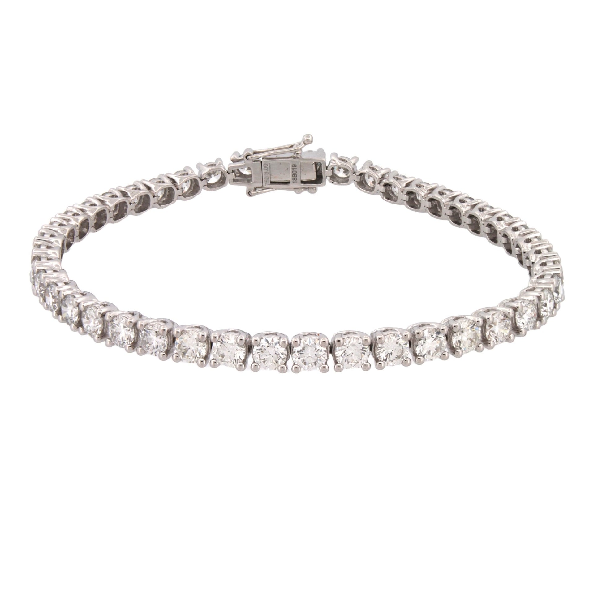Lab 9ct White Gold 8.00ct Claw Set Diamond Line Bracelet