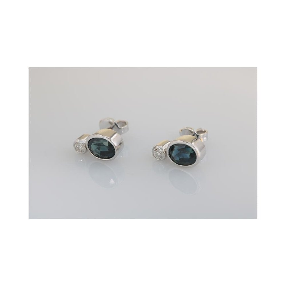 9ct white gold sapphire and diamond earrings