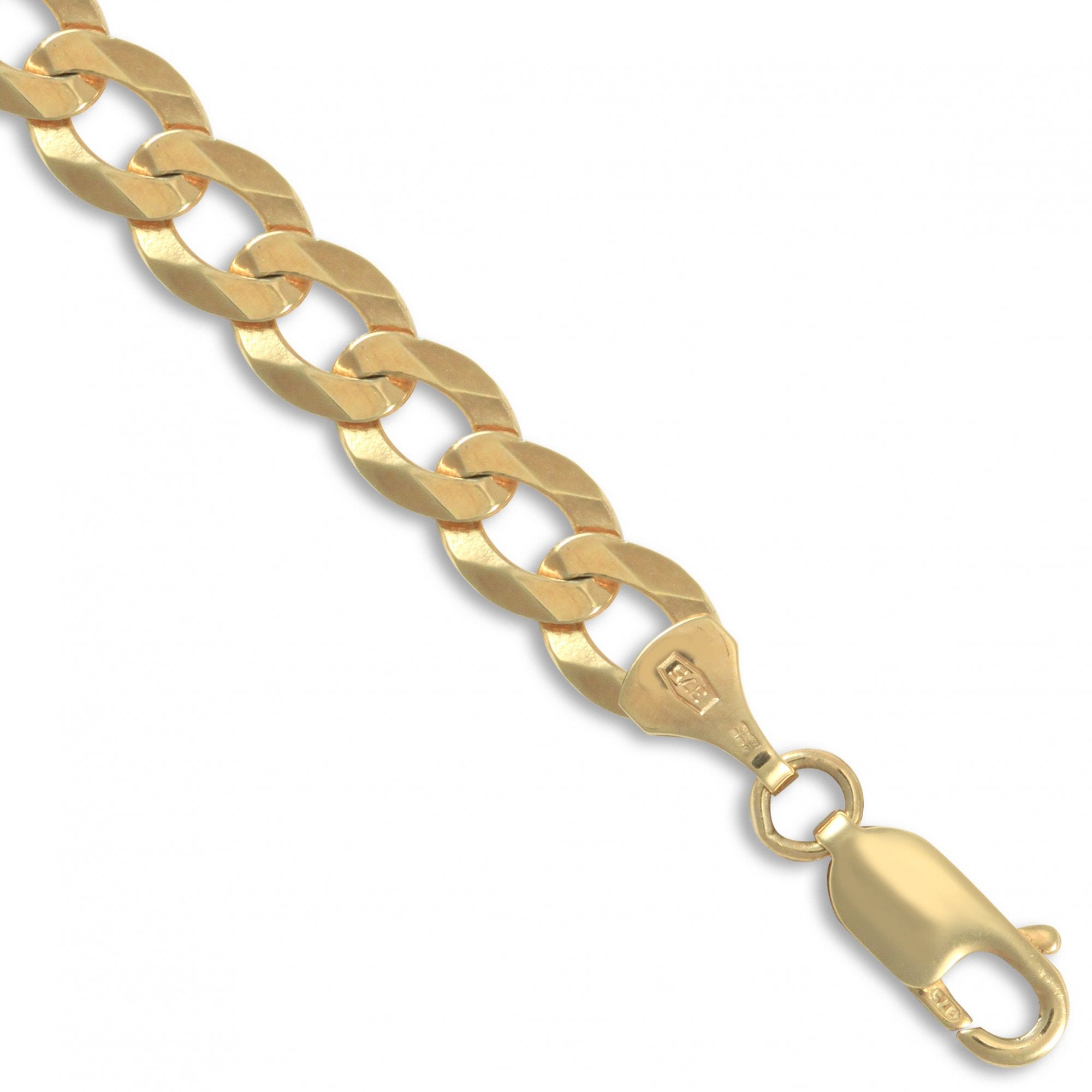 Men's Solid 9ct Yellow Gold Flat Curb 7.0mm Gauge Chain/Bracelet