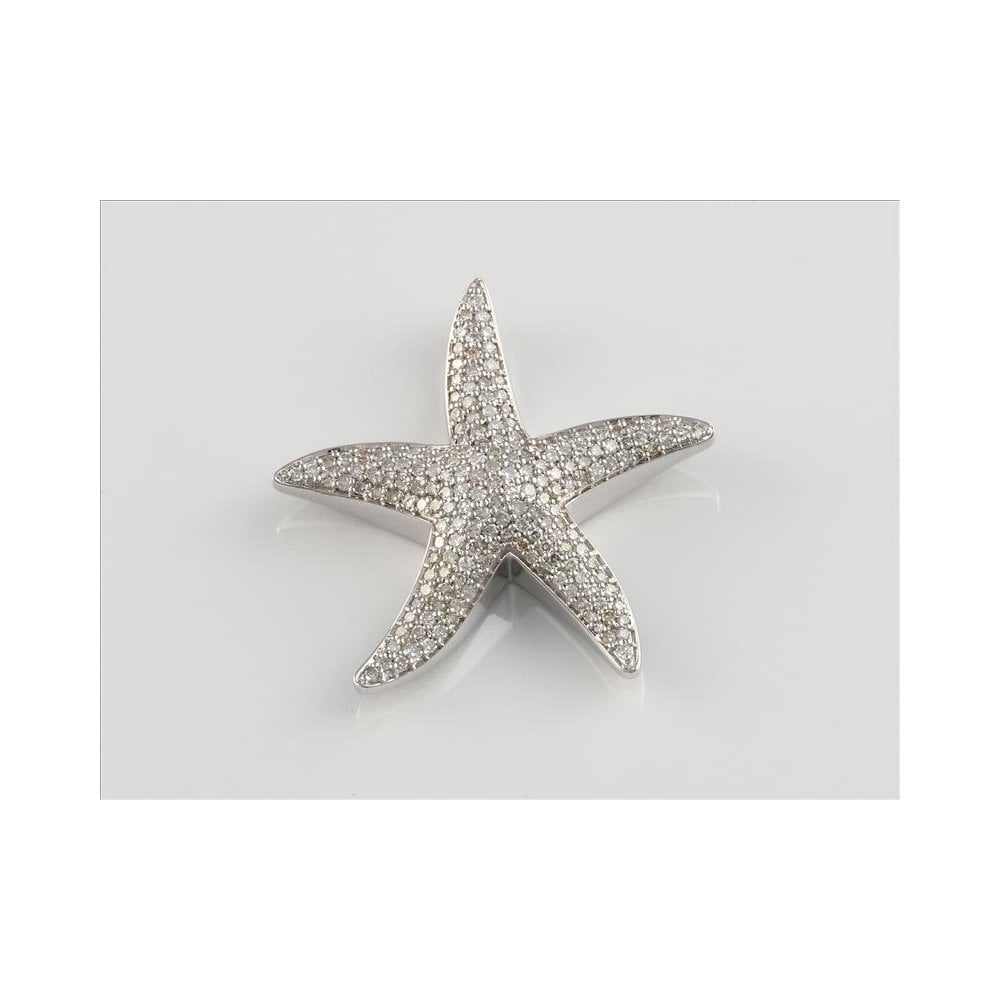 9ct White Gold Pave Set Diamond Starfish Pendant