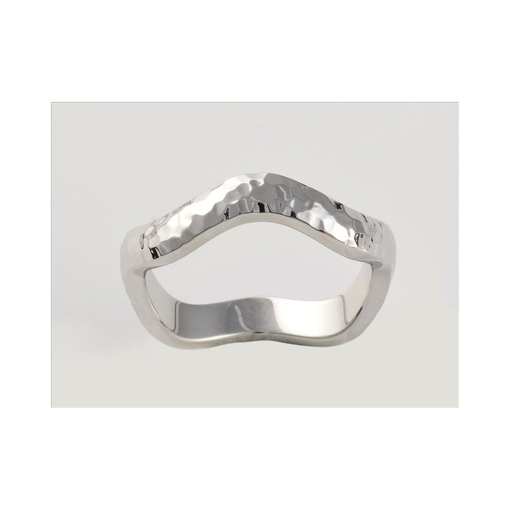 Silver Hammered Wave Ring