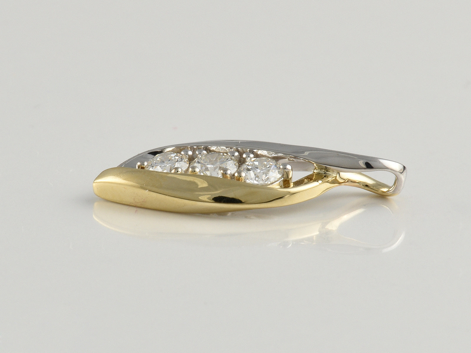 9ct Yellow and White Gold, Claw Set, Three Stone Diamond 0.40ct Pendant