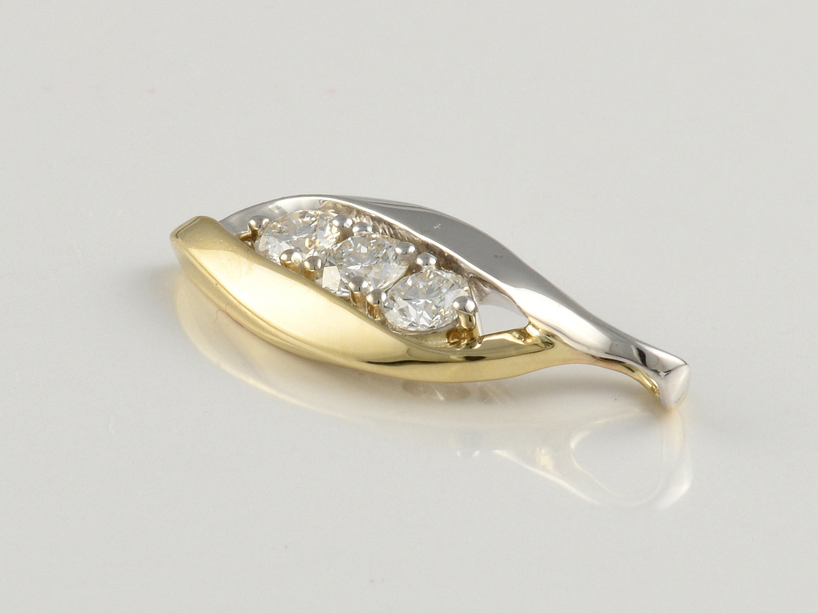 9ct Yellow and White Gold, Claw Set, Three Stone Diamond 0.40ct Pendant