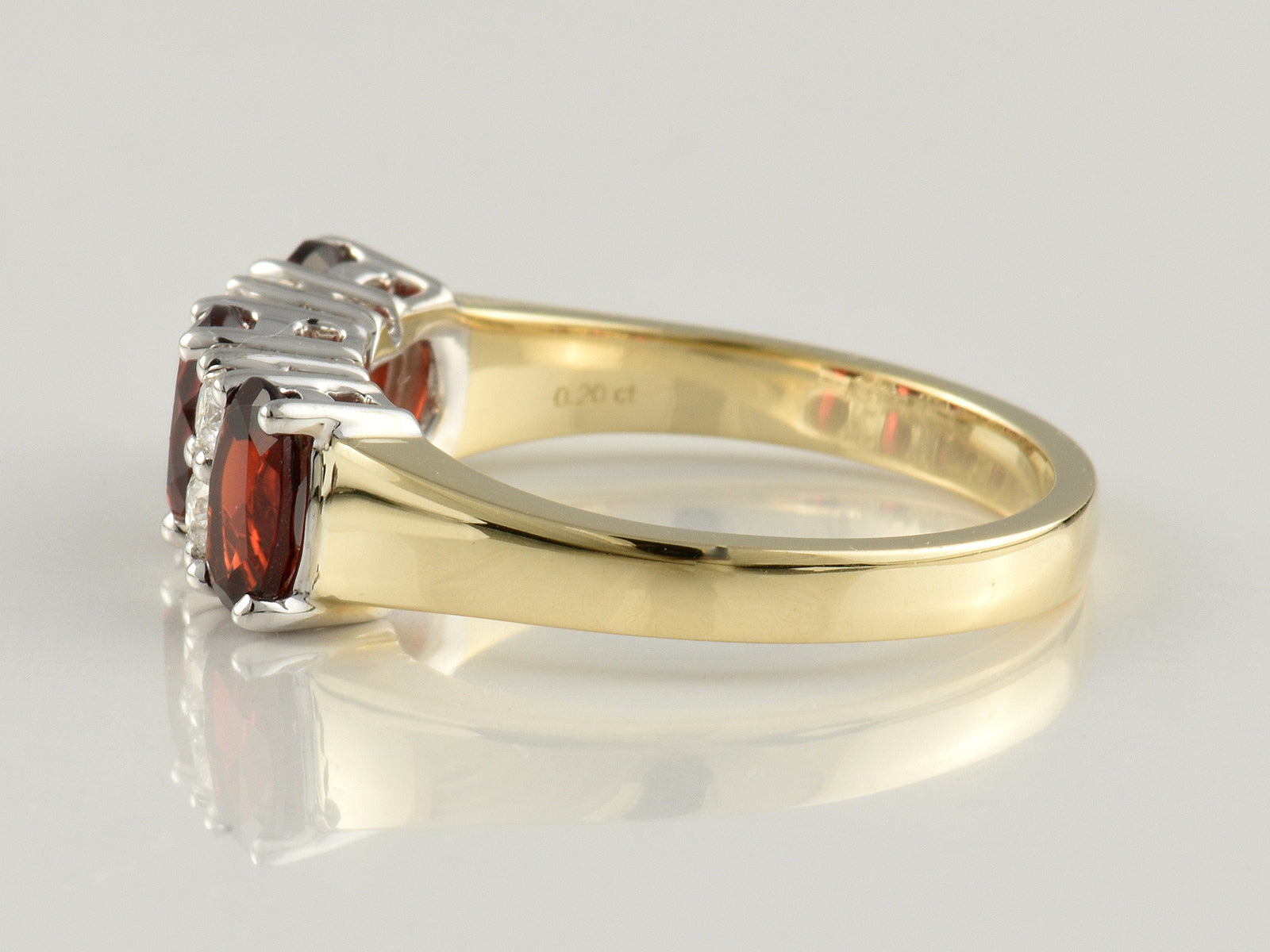 9ct Yellow gold, White Gold Claw Set, Garnet 1.80ct and Diamond 0.20ct Dress Ring