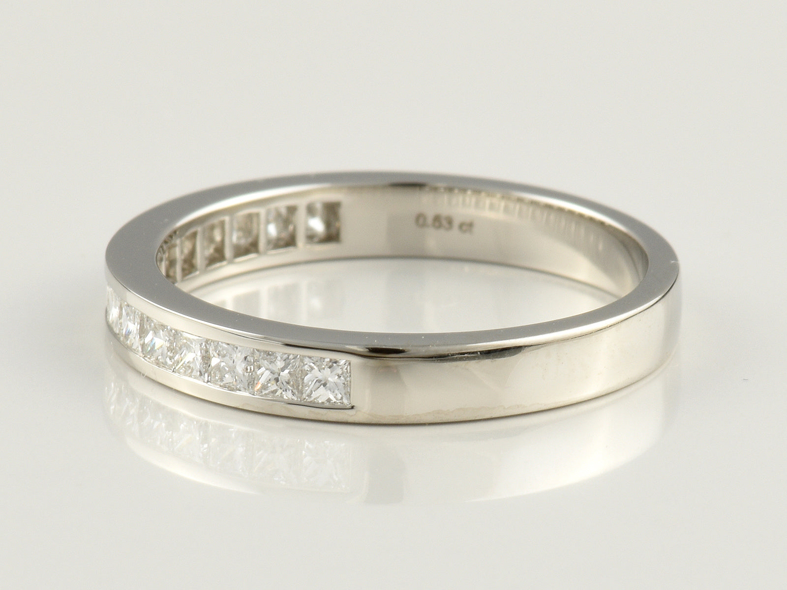 Platinum, Channel Set, Diamond 0.53ct Half Eternity Ring.