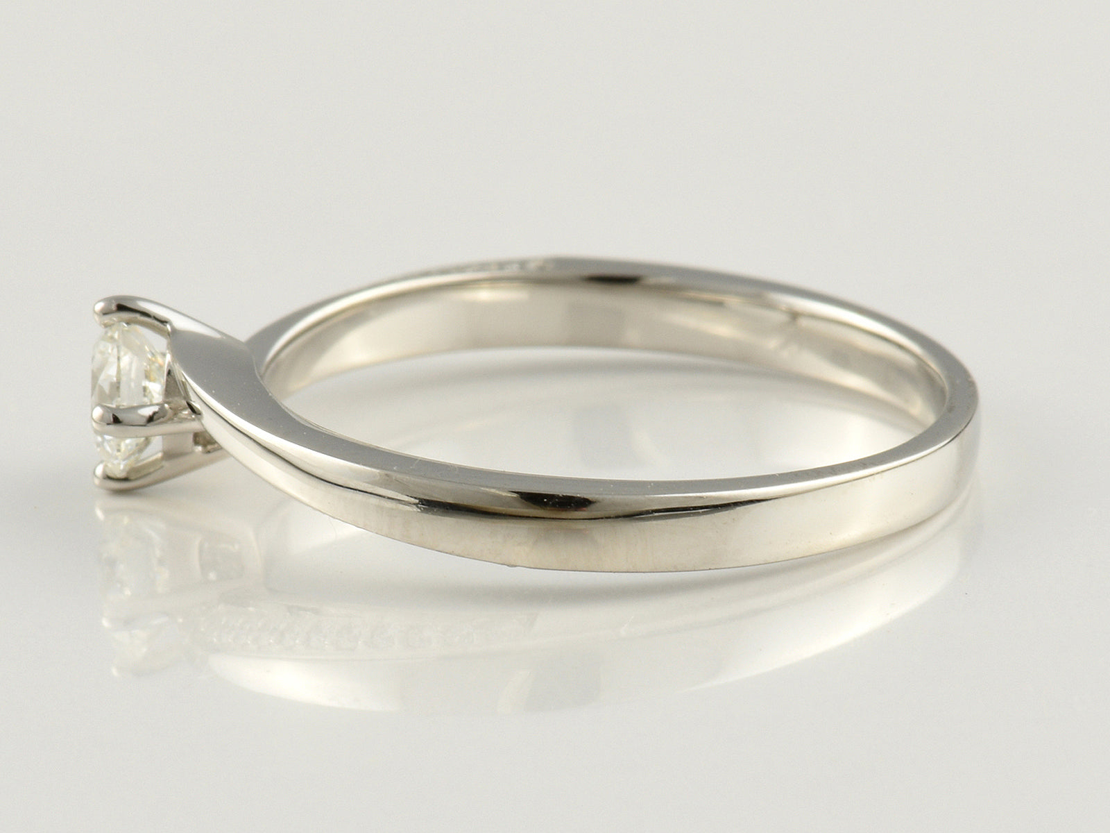 Platinum, Claw Set, GIA Certificated Diamond Solitaire Ring With Diamond Set Twist Shoulders 0.42ct