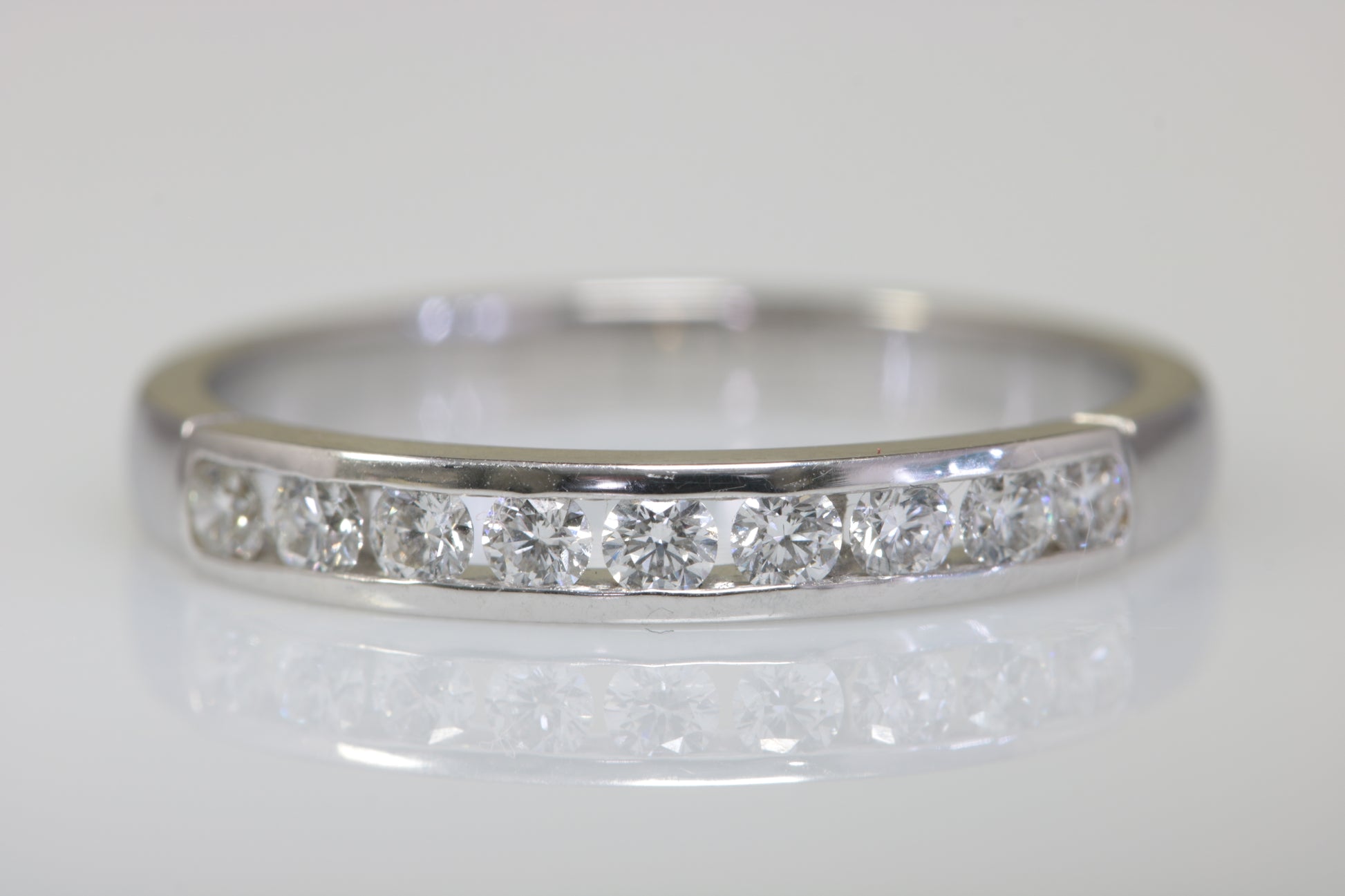 18ct White Gold Channel Set Diamond Half Eternity Ring