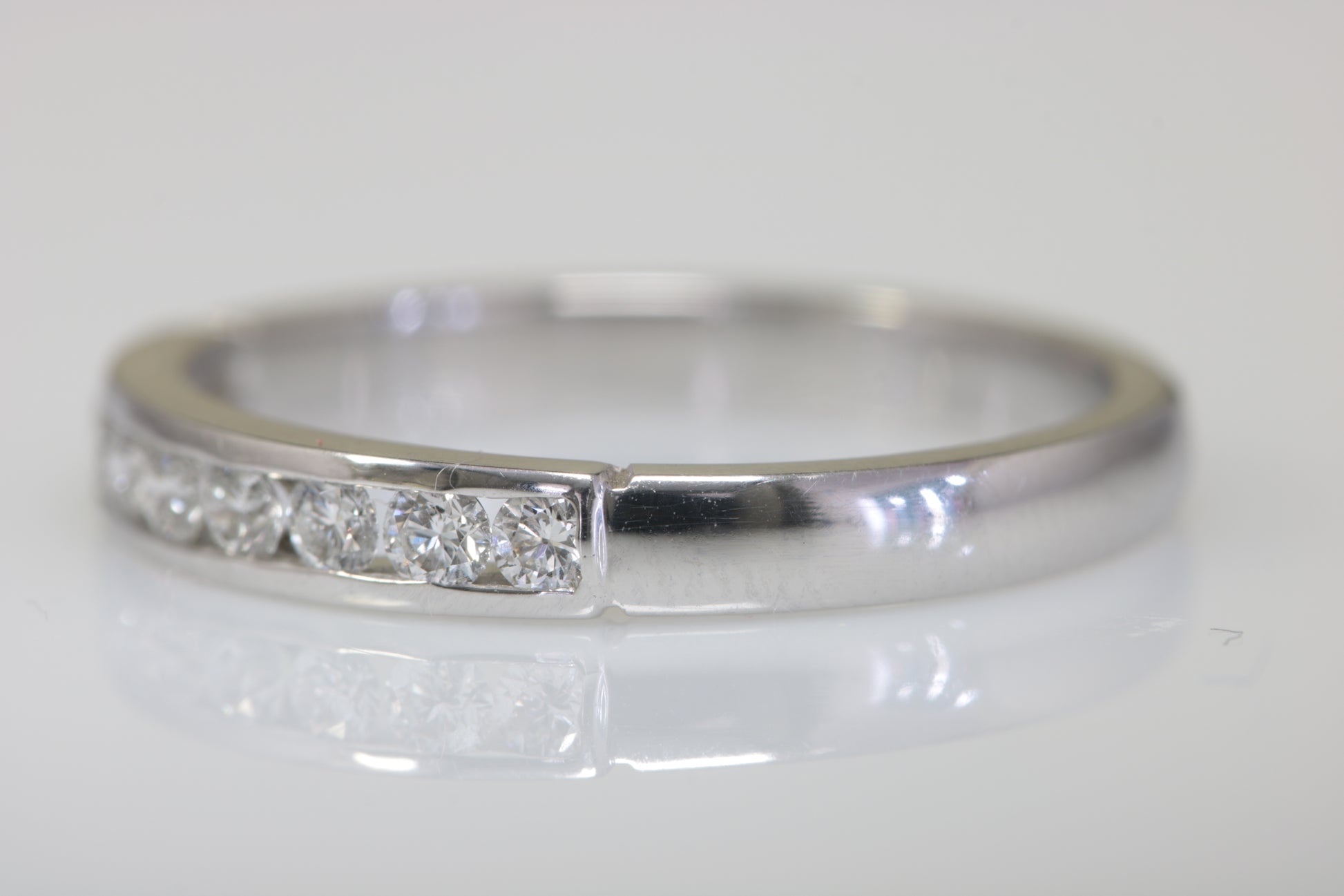 18ct White Gold Channel Set Diamond Half Eternity Ring
