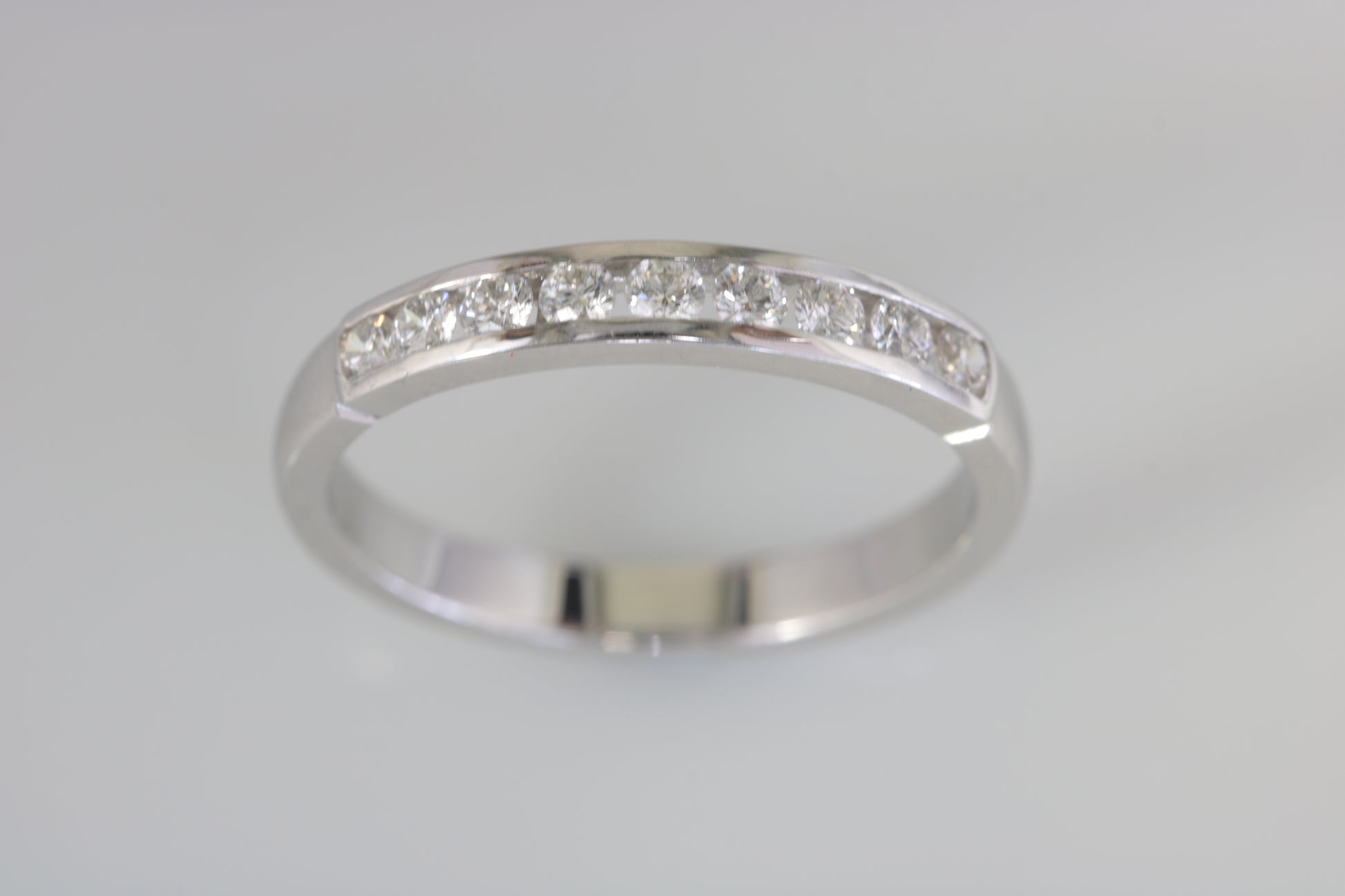 18ct White Gold Channel Set Diamond Half Eternity Ring