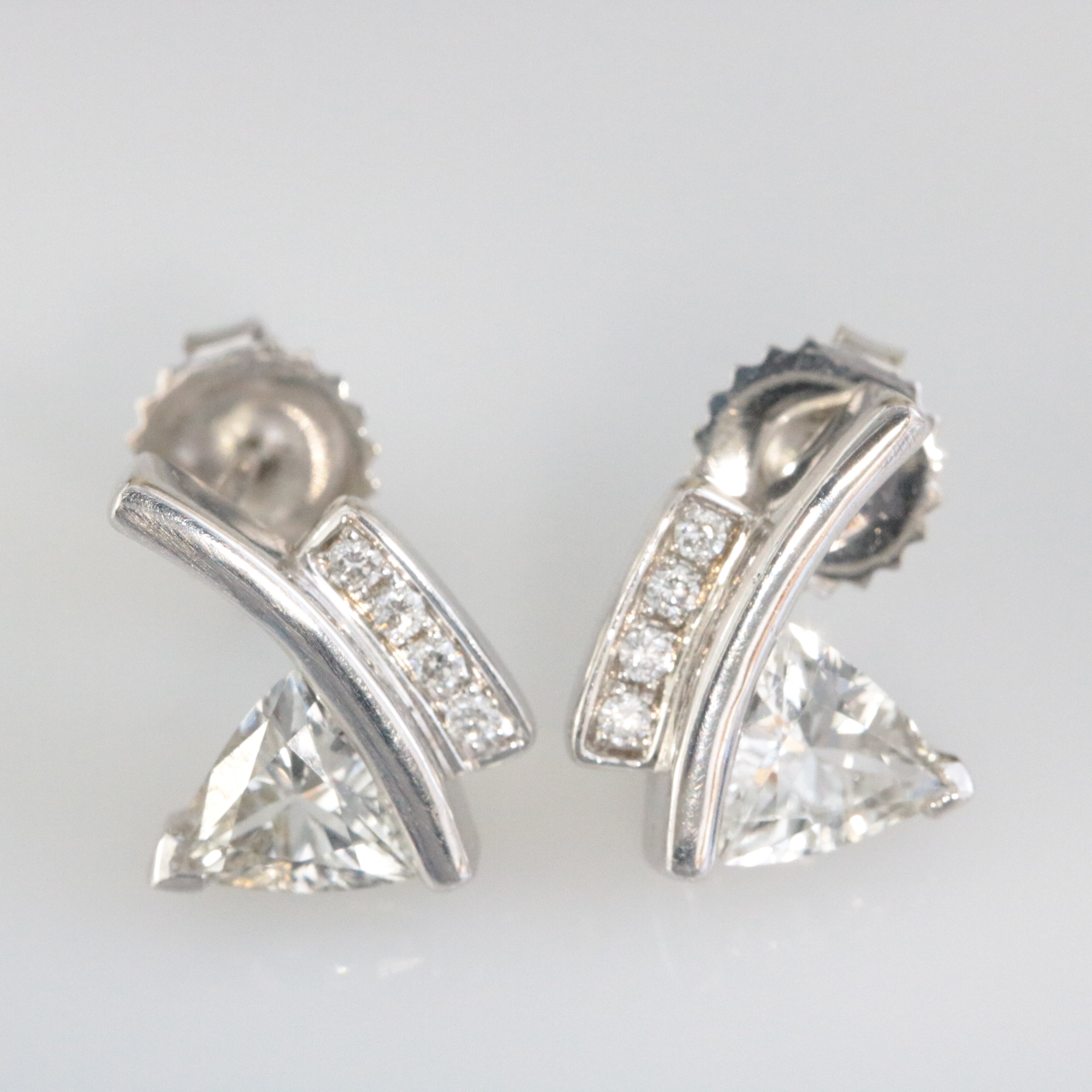 9ct White Gold White Sapphire and Diamond Earrings