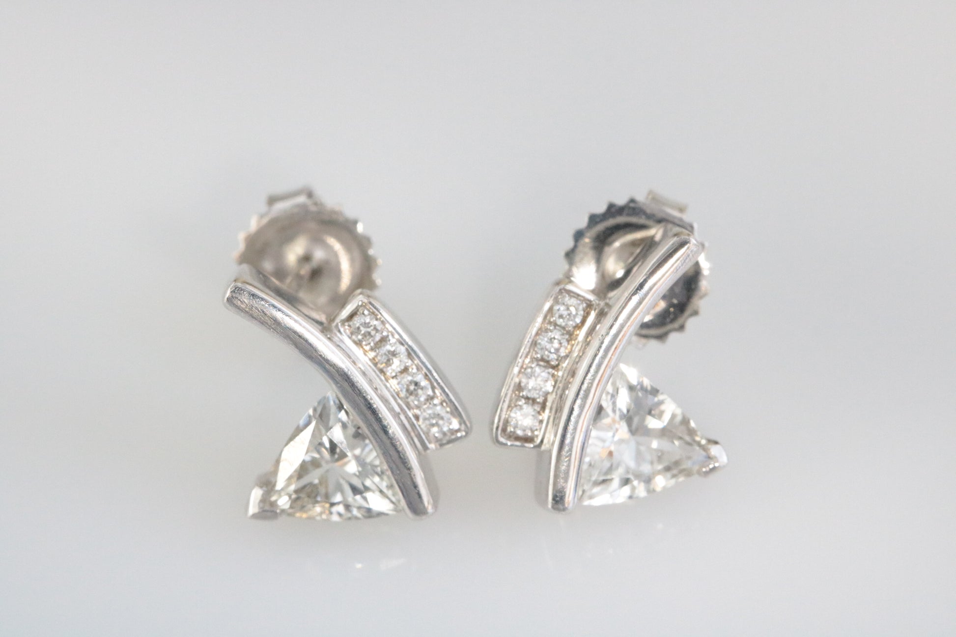 9ct White Gold White Sapphire and Diamond Earrings