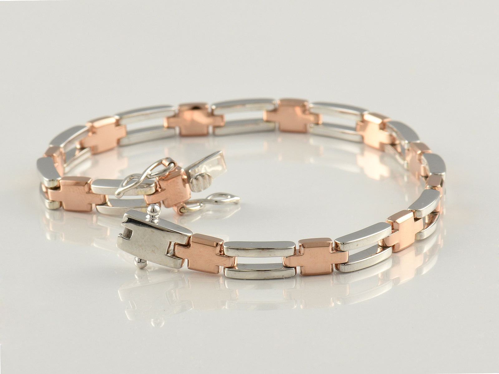 9ct White And Rose Gold Fancy Link Bracelet