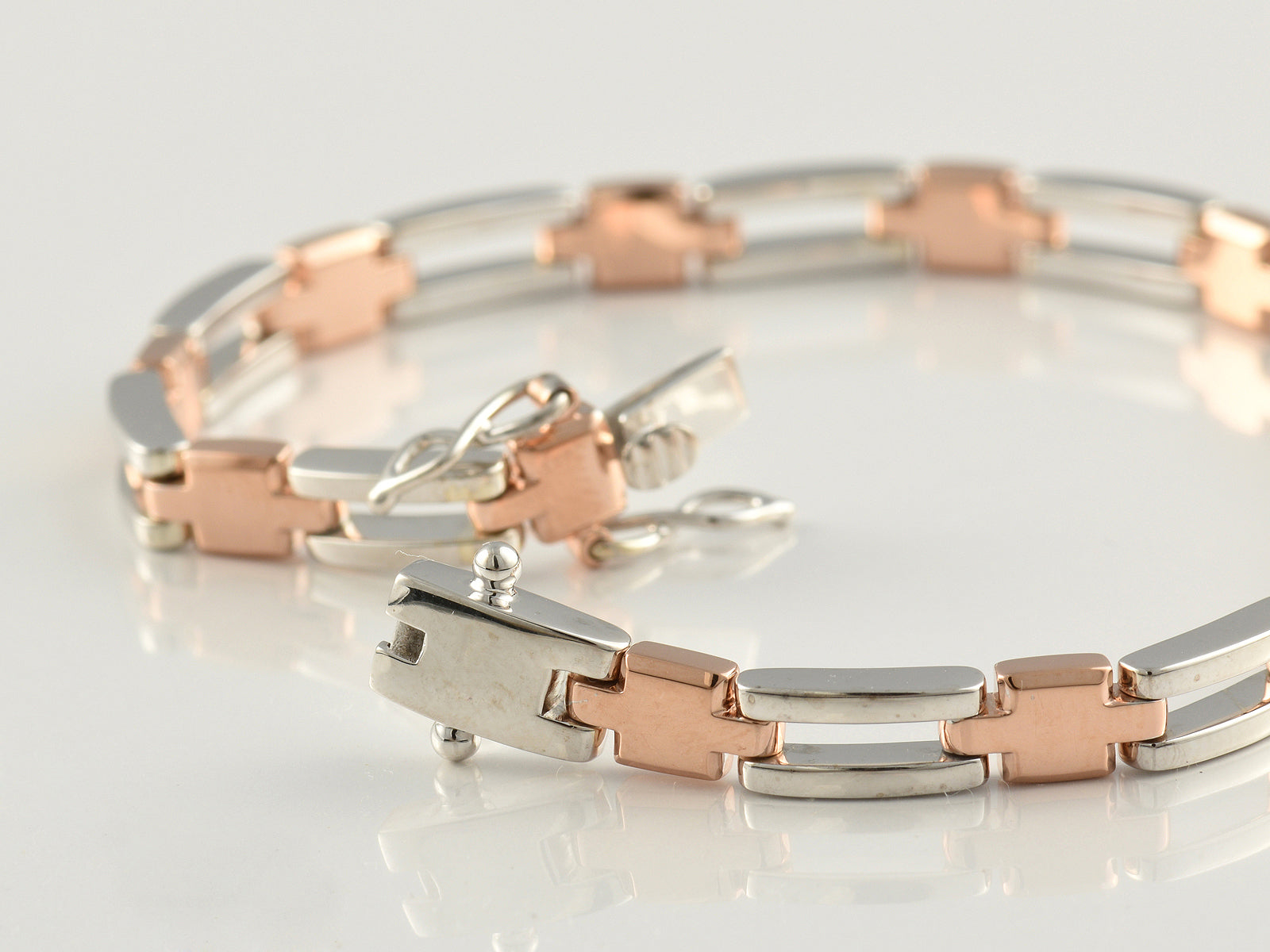 9ct White And Rose Gold Fancy Link Bracelet