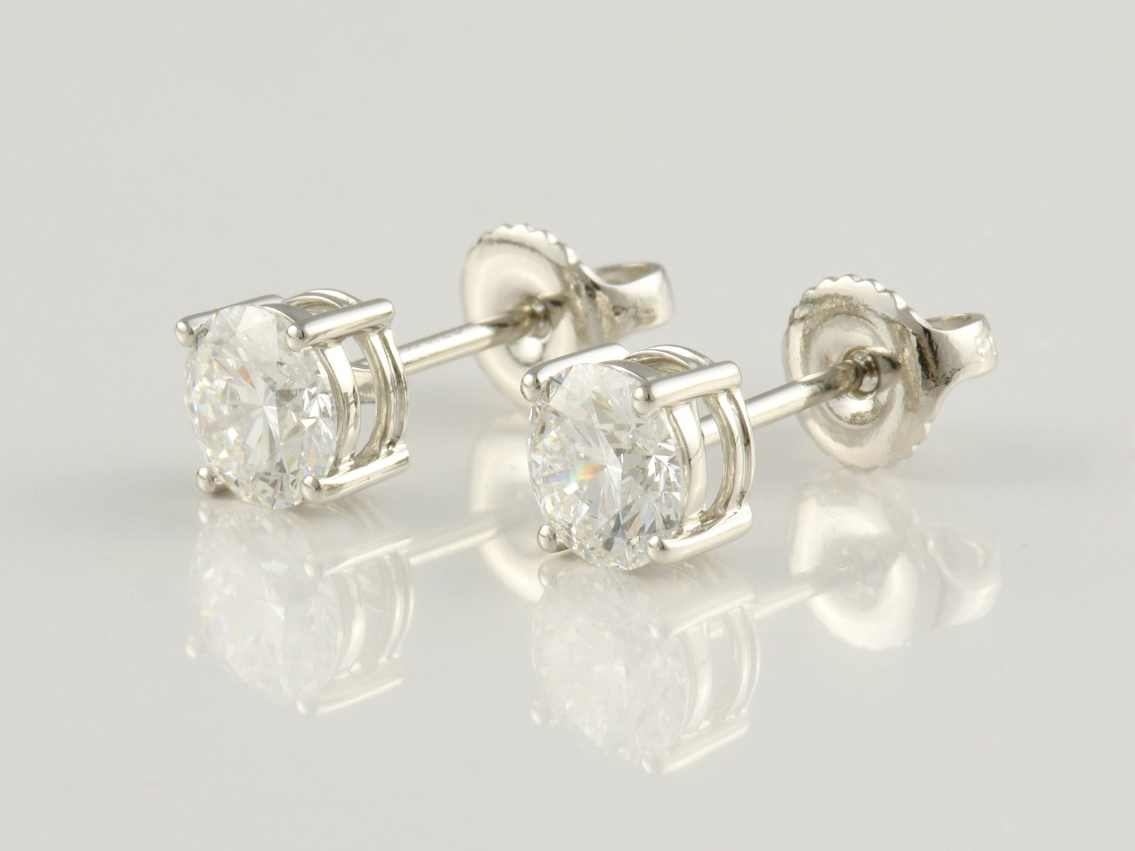 Platinum, Claw Set, IGI Certificated Laboratory Grown Diamond 1.50ct Stud Earrings