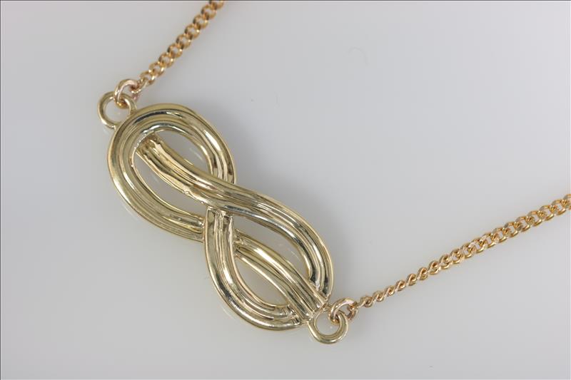 9ct yellow gold celtic style infinity knot pendant with 9ct yellow gold 16 inch curb chain