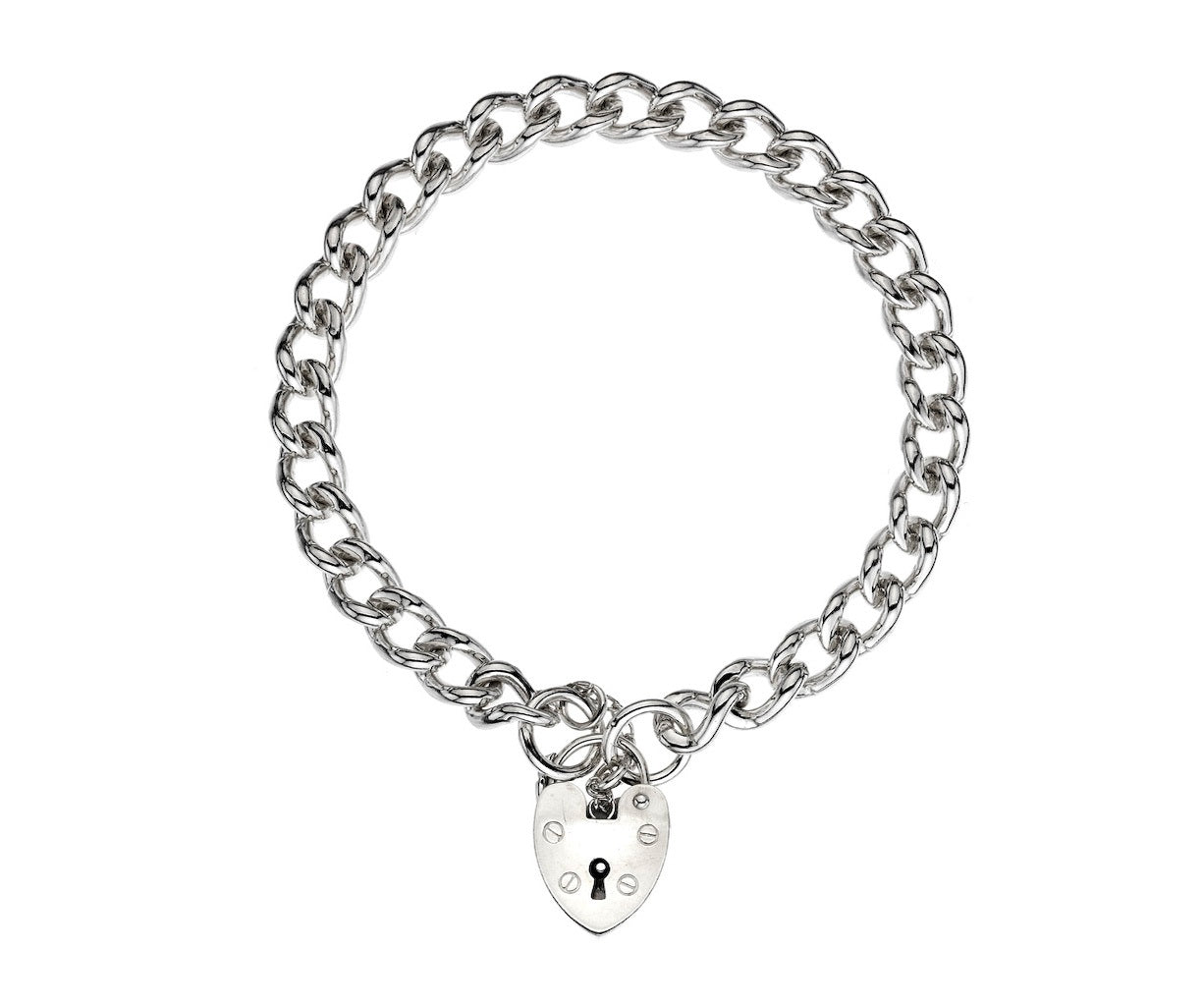 Silver Curb Charm Bracelet