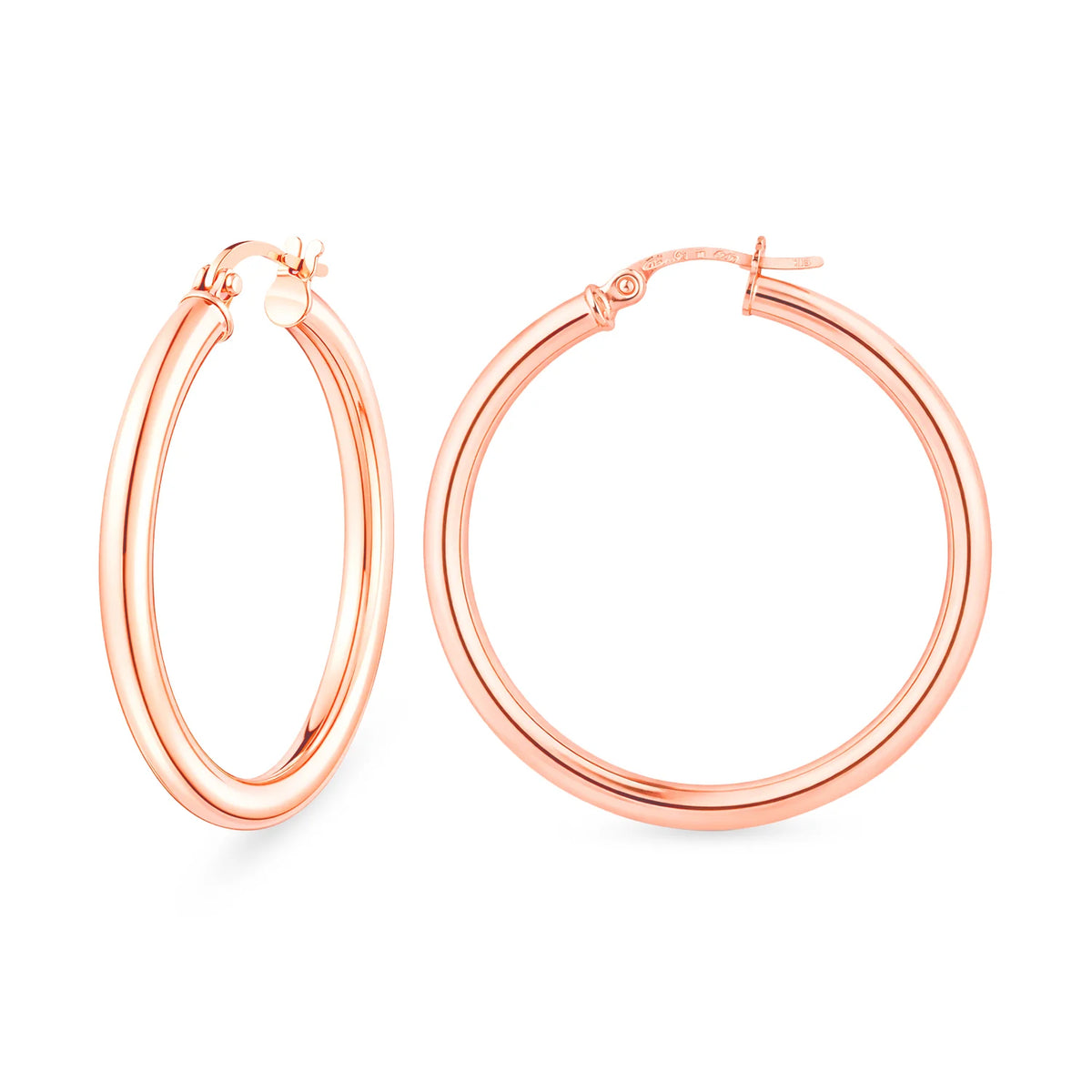 9ct Rose Gold Large Hoop Earrings 32mm